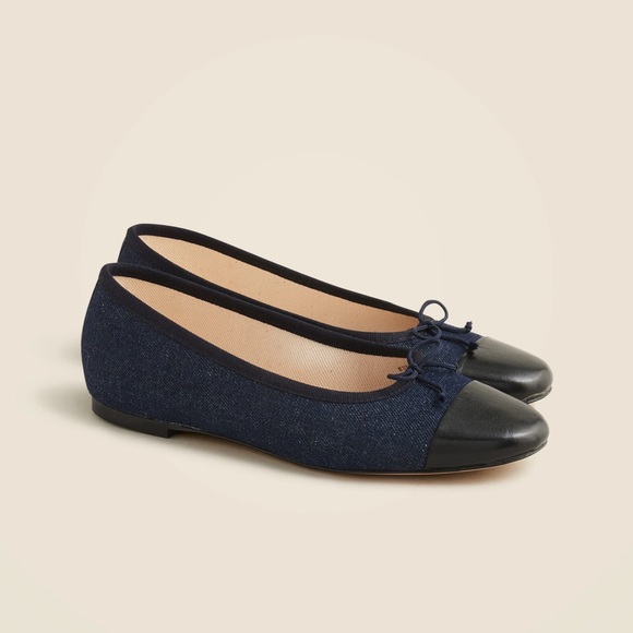 J. Crew Zoe Cap Toe Ballet Flats in Washed Denim Size 7 - Picture 1 of 11